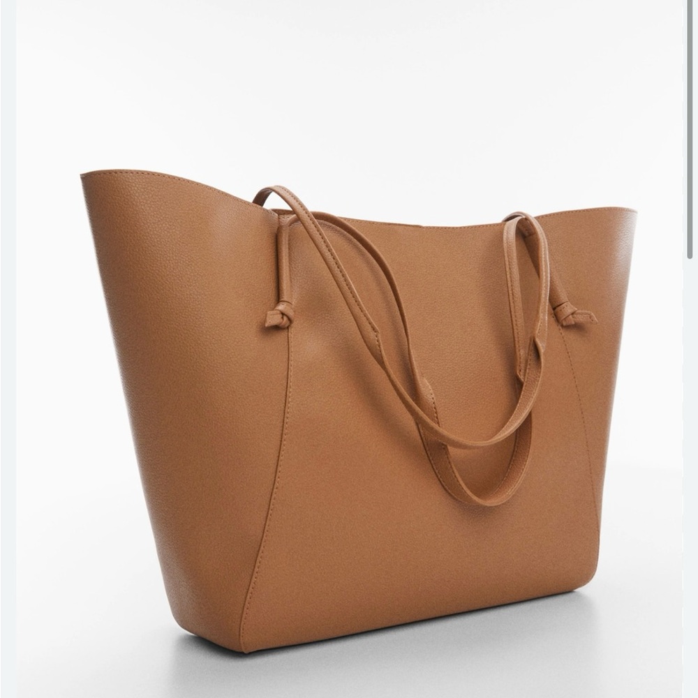 MANGO Women Knot Handle Shopper Bag BROWN viral bag - sold out